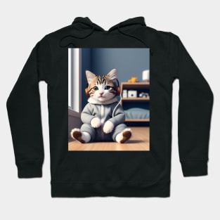 Cat with headphones - Modern digital art Hoodie